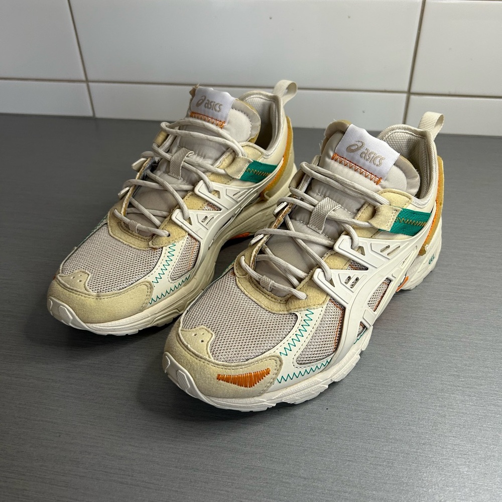 Asics Women's Cream Green Orange Trail Sneakers - Picture 4 of 8